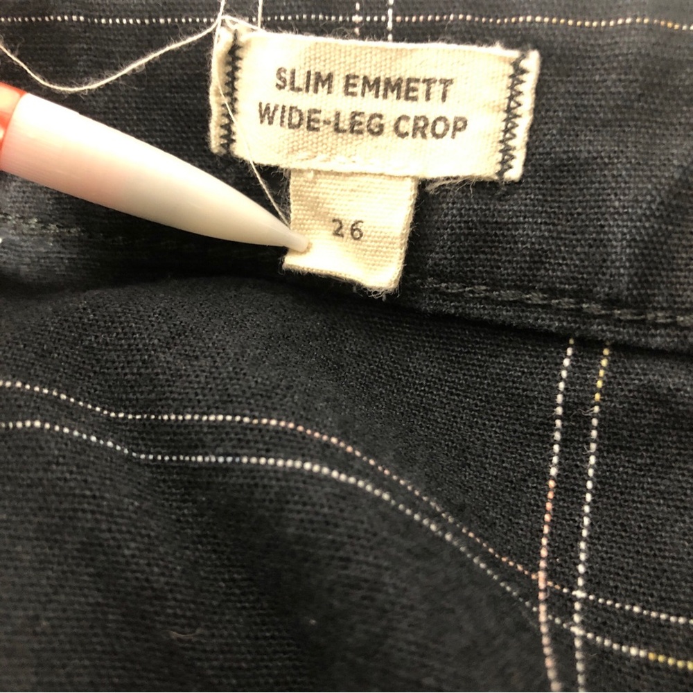 Madewell Slim Emmett Wide-Leg Crop Pants Windowpane Black Size 26 - Picture 8 of 9